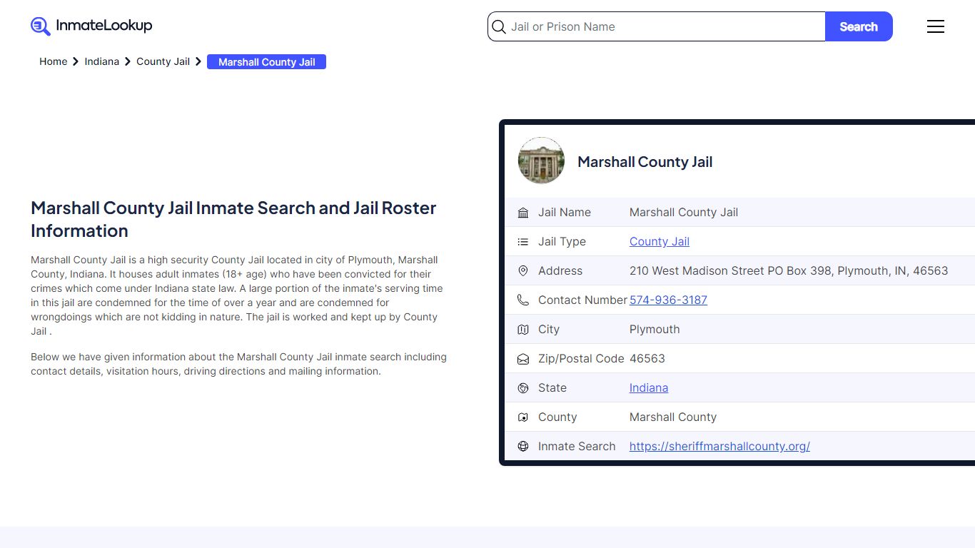Marshall County Jail Inmate Search and Jail Roster Information