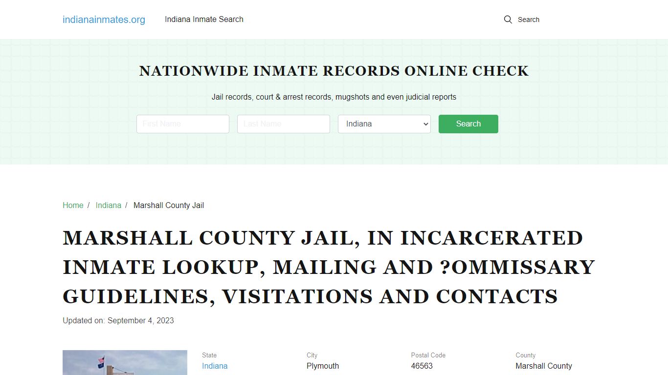 Marshall County Jail, IN: Offender Locator, Visitation & Contact Info